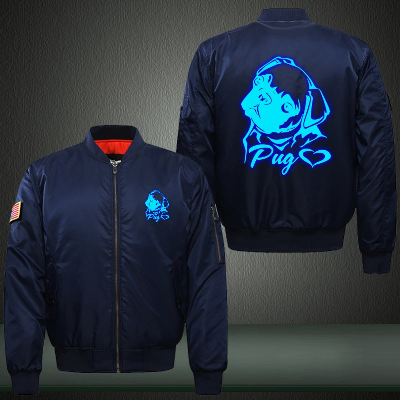 Love Pug Dog Luminous Print Bomber Jacket