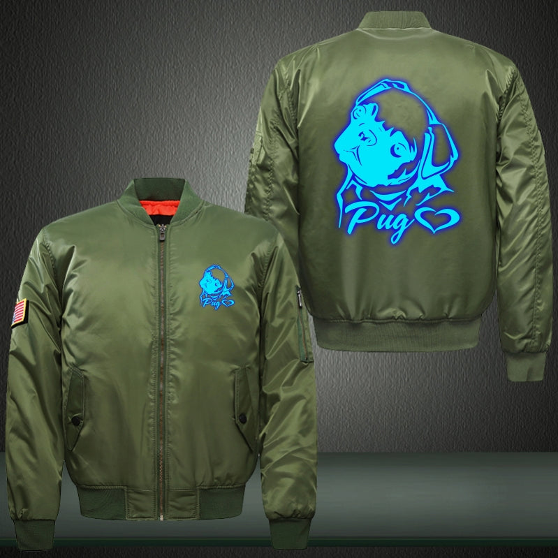 Love Pug Dog Luminous Print Bomber Jacket