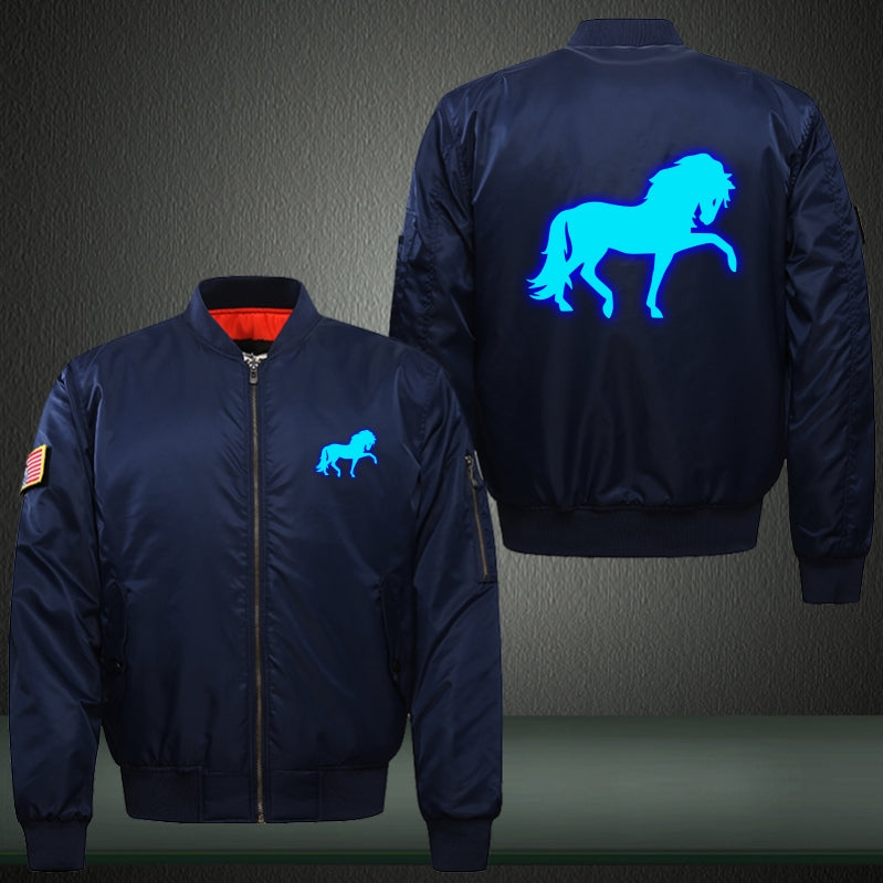 Full Body Horse Luminous Print Bomber Jacket