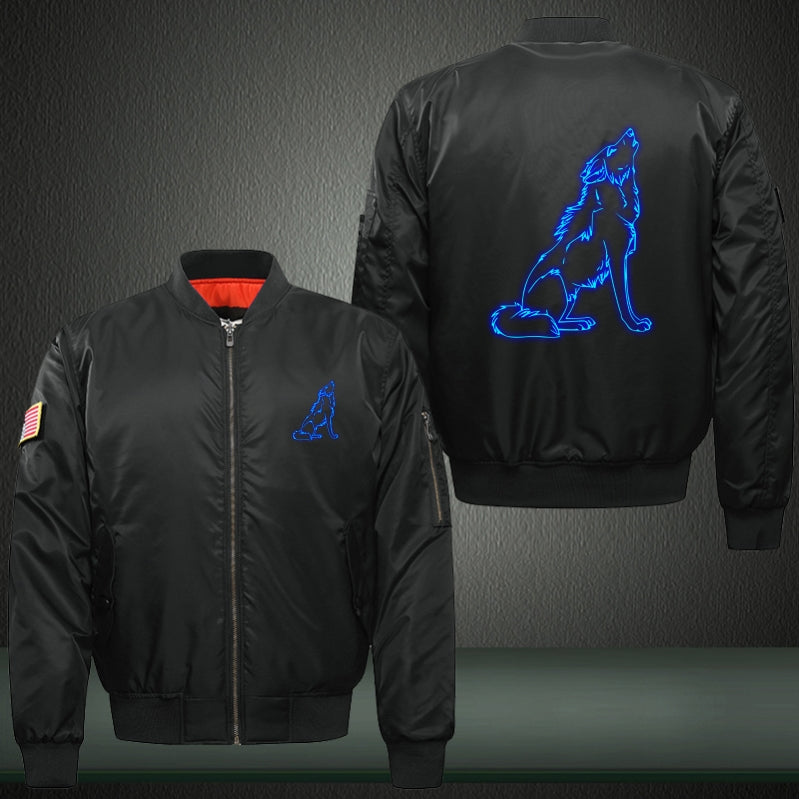 Full Body roar Wolf Luminous Print Bomber Jacket