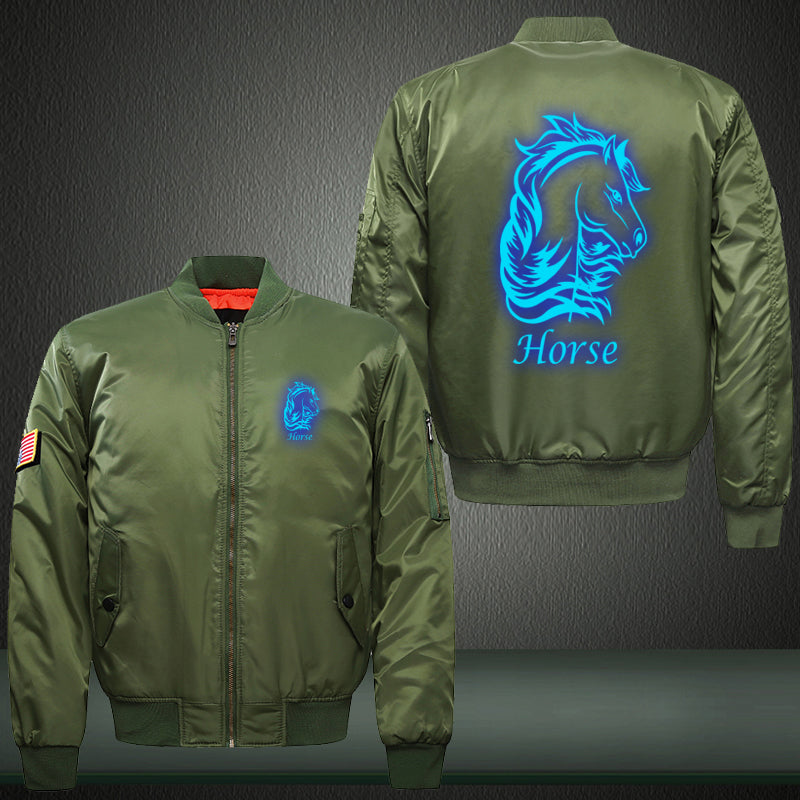 Luminous Horse Print Bomber Jacket