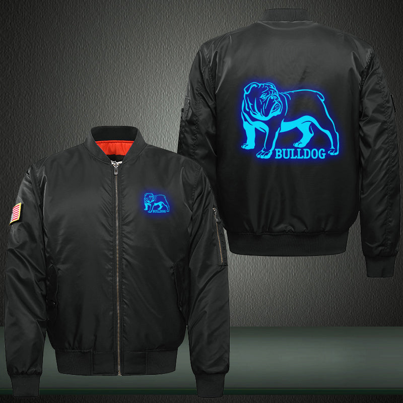 Cute Bulldog Luminous Print Bomber Jacket