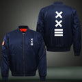 XX 3 Lines Print Thicken Long Sleeve Bomber Jacket