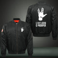 LIVE LONG AND PROSPER Print Thicken Long Sleeve Bomber Jacket