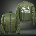 ZOMBIE HATE FAST FOOD Print Thicken Long Sleeve Bomber Jacket