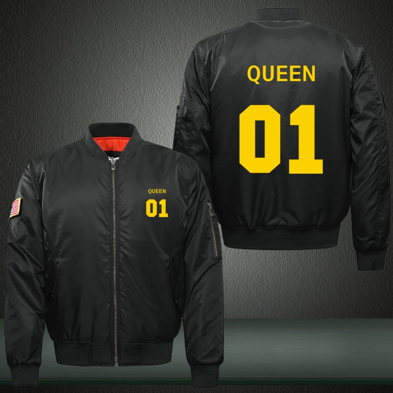 QUEEN 01 Print Thicken Long Sleeve Bomber Jacket