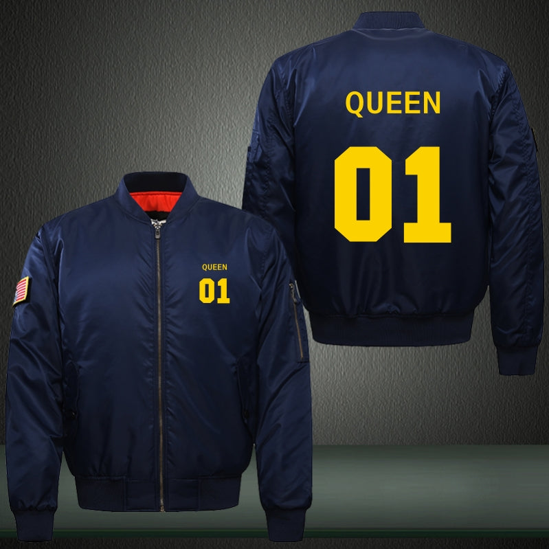QUEEN 01 Print Thicken Long Sleeve Bomber Jacket