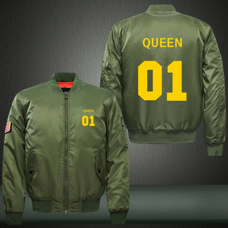 QUEEN 01 Print Thicken Long Sleeve Bomber Jacket