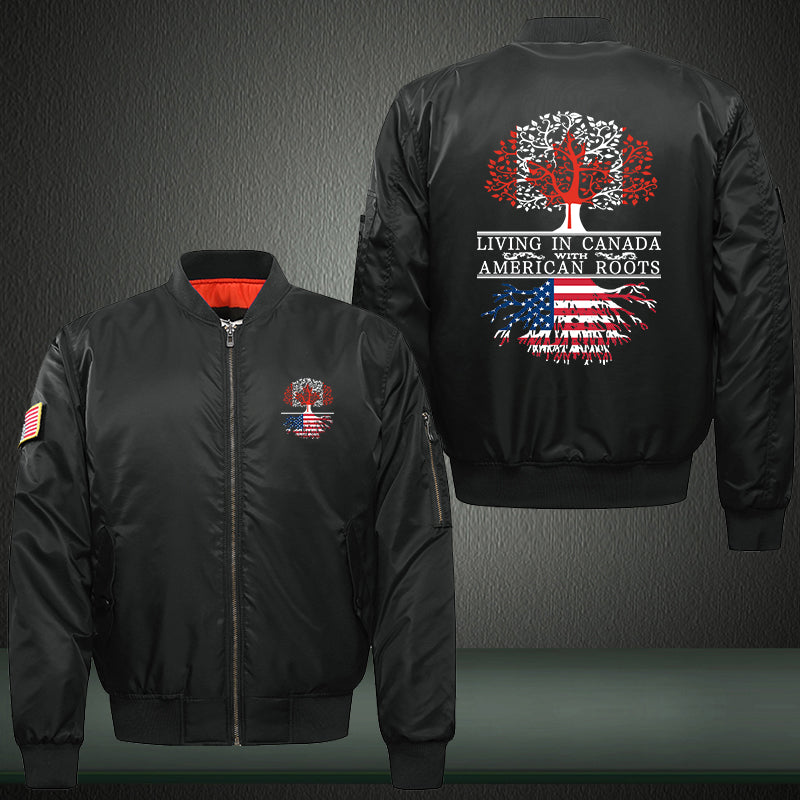 Living in Canada with American roots Print Bomber Jacket