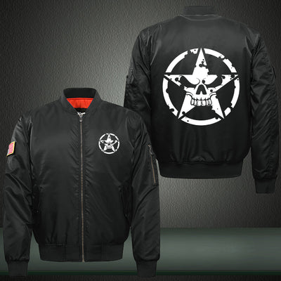 Circle Star Skull Print Bomber Jacket