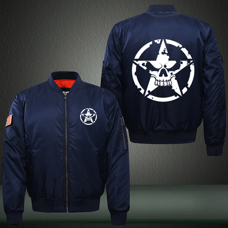 Circle Star Skull Print Bomber Jacket