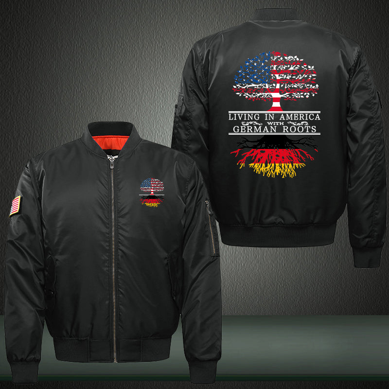 Living in America with German roots Print Bomber Jacket