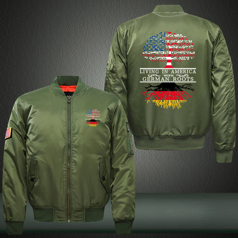 Living in America with German roots Print Bomber Jacket