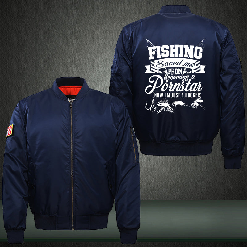 Fishing Saved me from becoming a Pornstar Print Bomber Jacket