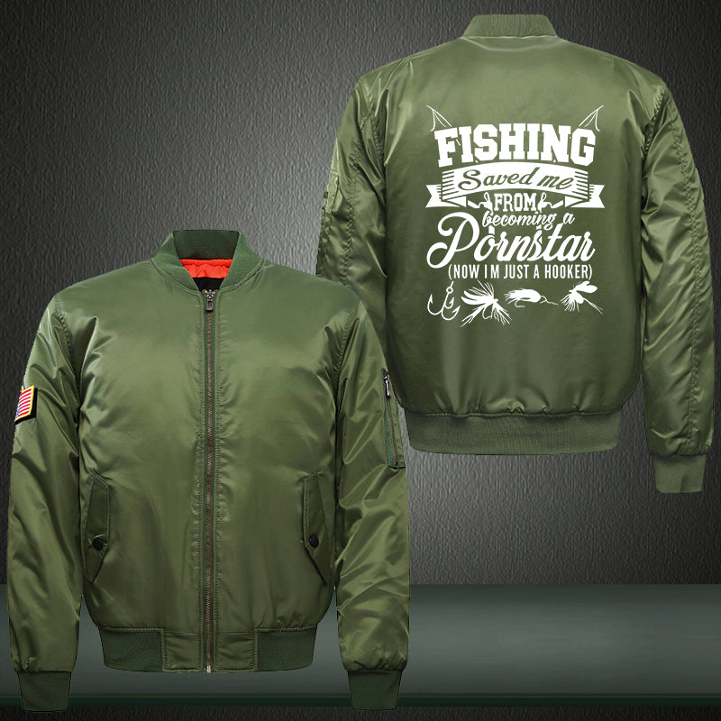 Fishing Saved me from becoming a Pornstar Print Bomber Jacket