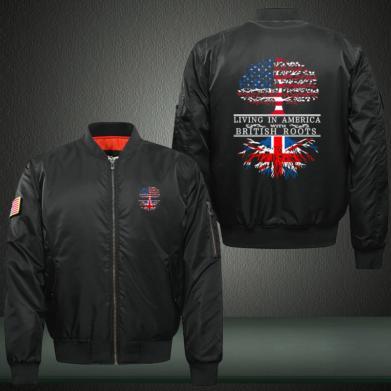Living in America with British roots Print Bomber Jacket