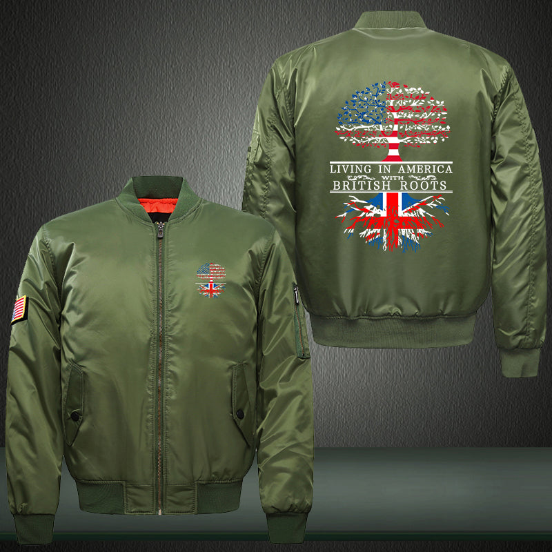 Living in America with British roots Print Bomber Jacket