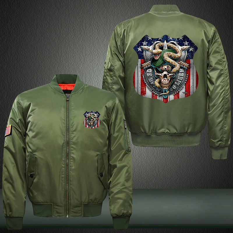 US army special force Print Thicken Long Sleeve Bomber Jacket