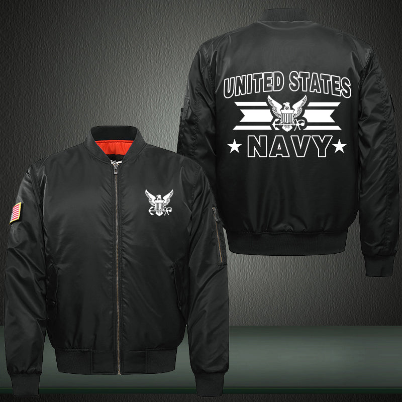 United States Navy Print Thicken Long Sleeve Bomber Jacket
