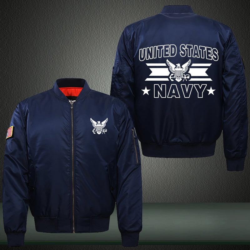 United States Navy Print Thicken Long Sleeve Bomber Jacket