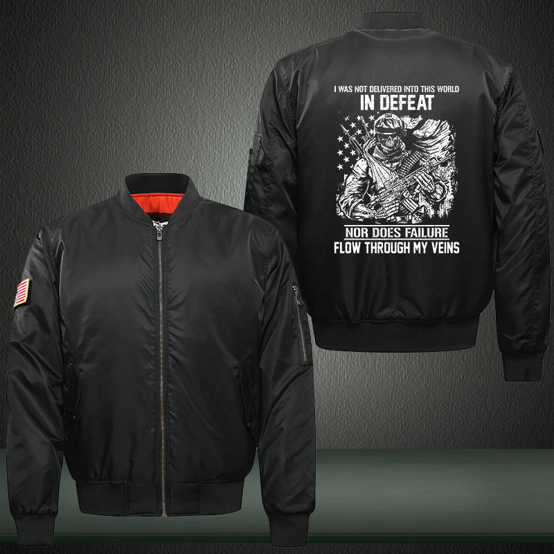 I was not delivered into this word in defeat Print Thicken Long Sleeve Bomber Jacket