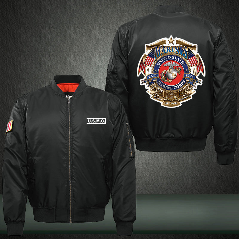 Marines United States Print Thicken Long Sleeve Bomber Jacket