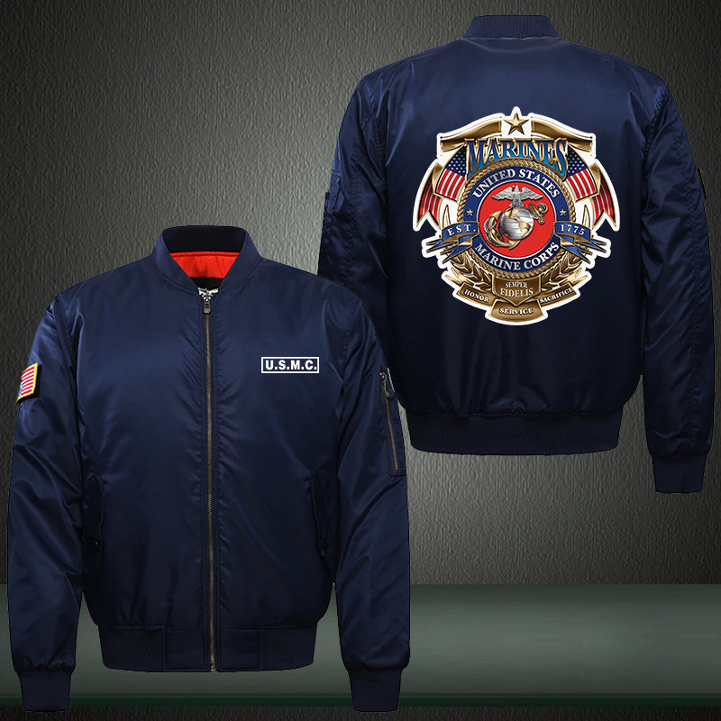 Marines United States Print Thicken Long Sleeve Bomber Jacket