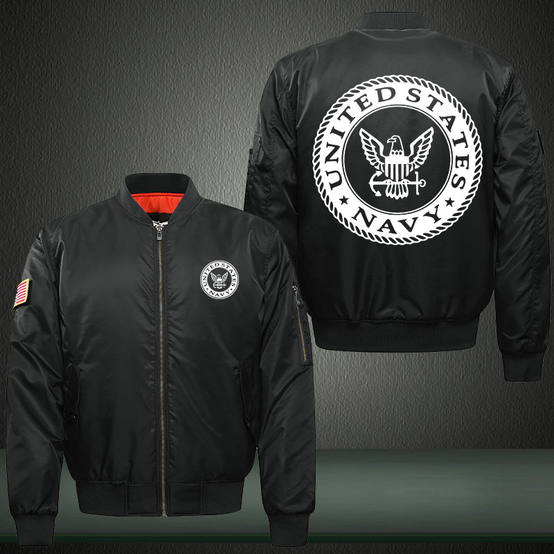 United State Navy designed Print Thicken Long Sleeve Bomber Jacket