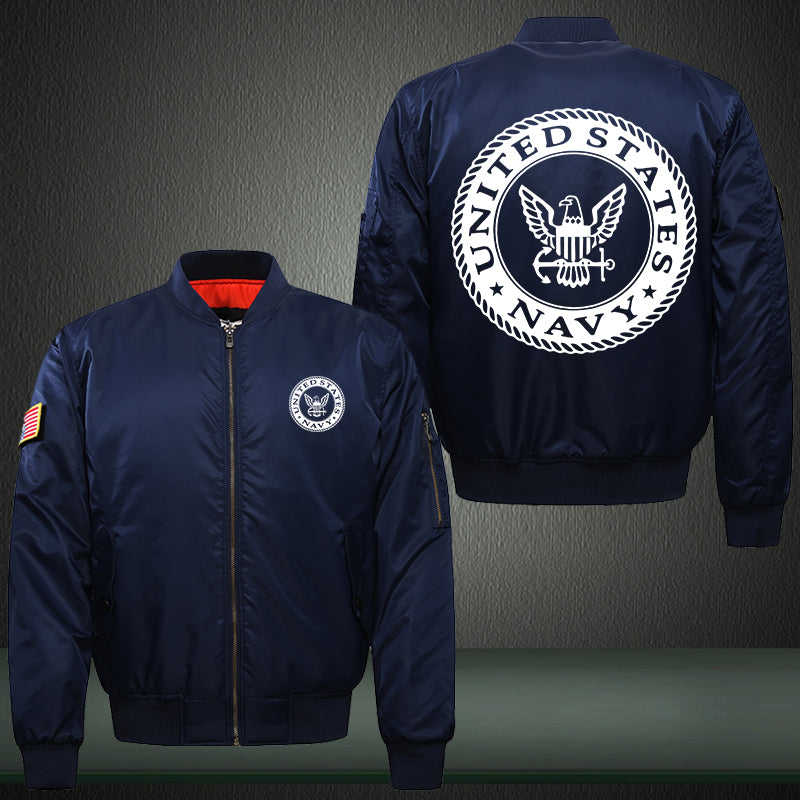 United State Navy designed Print Thicken Long Sleeve Bomber Jacket