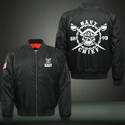Navy Chief Print Thicken Long Sleeve Bomber Jacket
