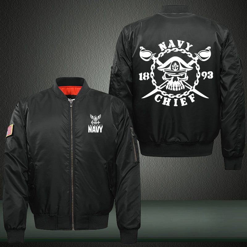 Navy Chief Print Thicken Long Sleeve Bomber Jacket