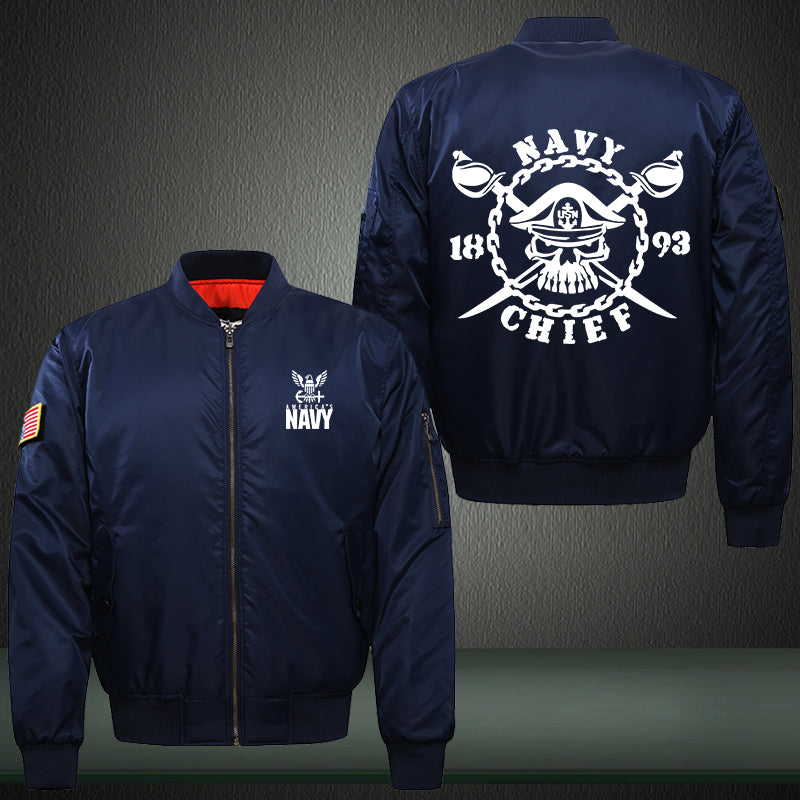 Navy Chief Print Thicken Long Sleeve Bomber Jacket