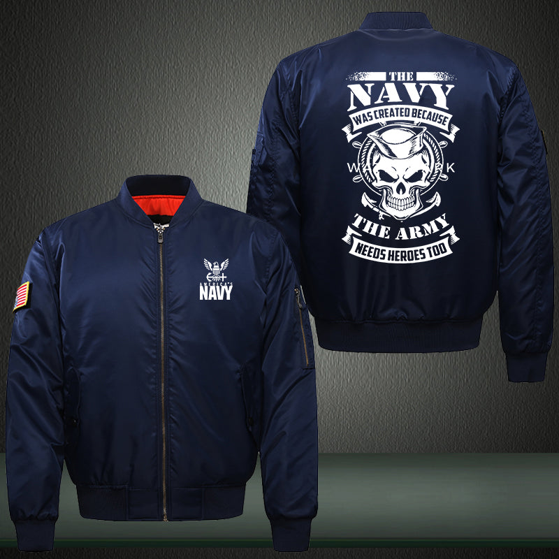 The Navy Print Thicken Long Sleeve Bomber Jacket