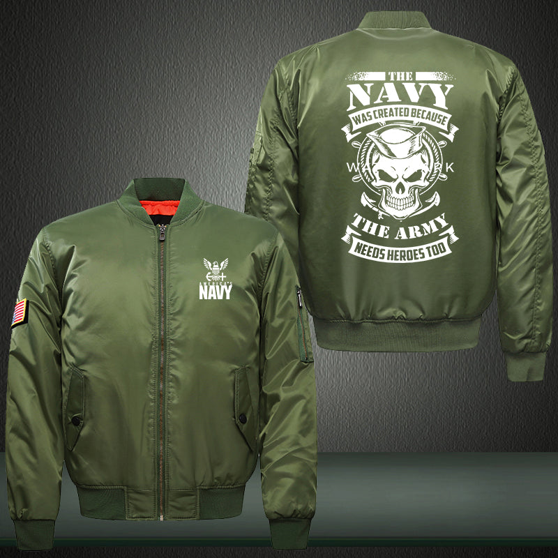 The Navy Print Thicken Long Sleeve Bomber Jacket