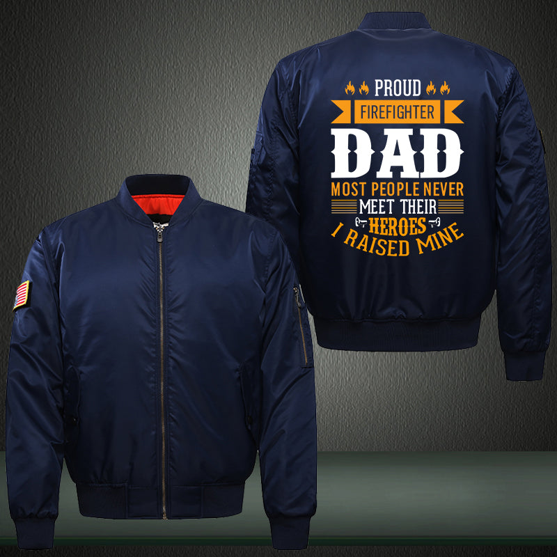 Proud firefighter dad Print Thicken Long Sleeve Bomber Jacket