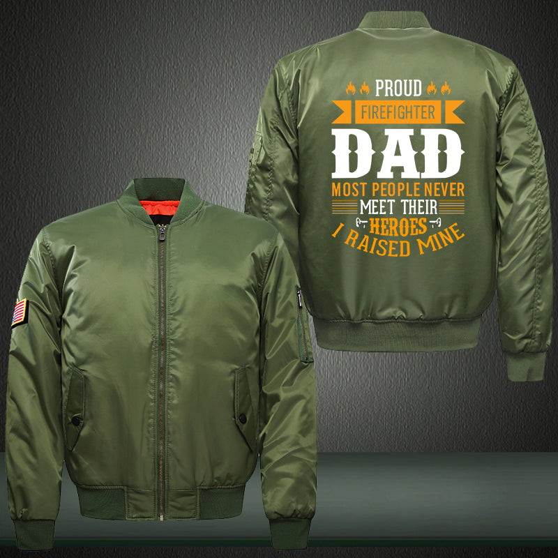 Proud firefighter dad Print Thicken Long Sleeve Bomber Jacket