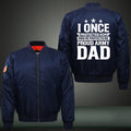 Proud army dad Print Thicken Long Sleeve Bomber Jacket