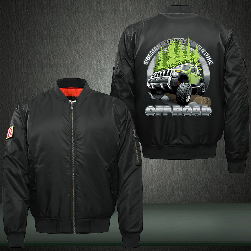 Siberian Extreme Adventure Print Thicken Long Sleeve Bomber Jacket