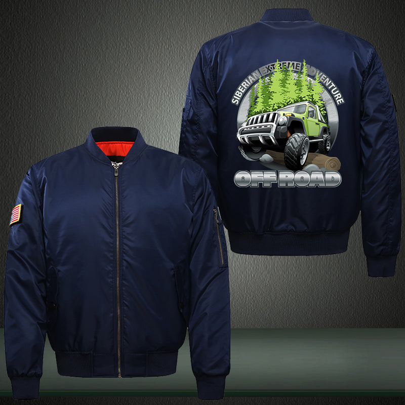 Siberian Extreme Adventure Print Thicken Long Sleeve Bomber Jacket