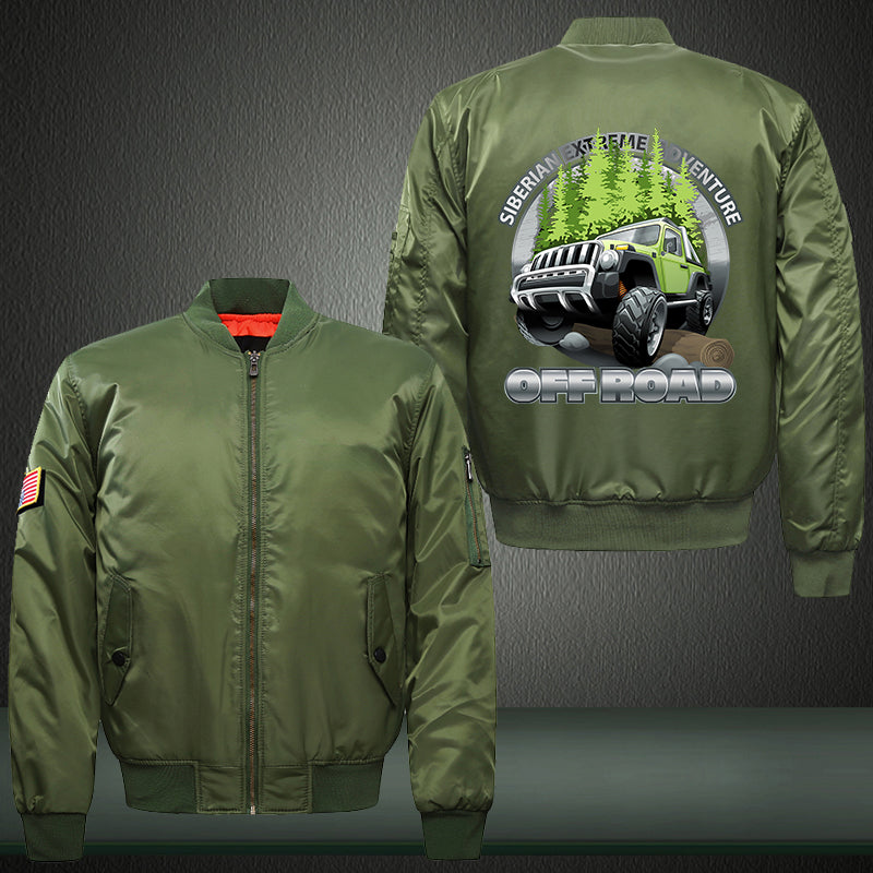 Siberian Extreme Adventure Print Thicken Long Sleeve Bomber Jacket