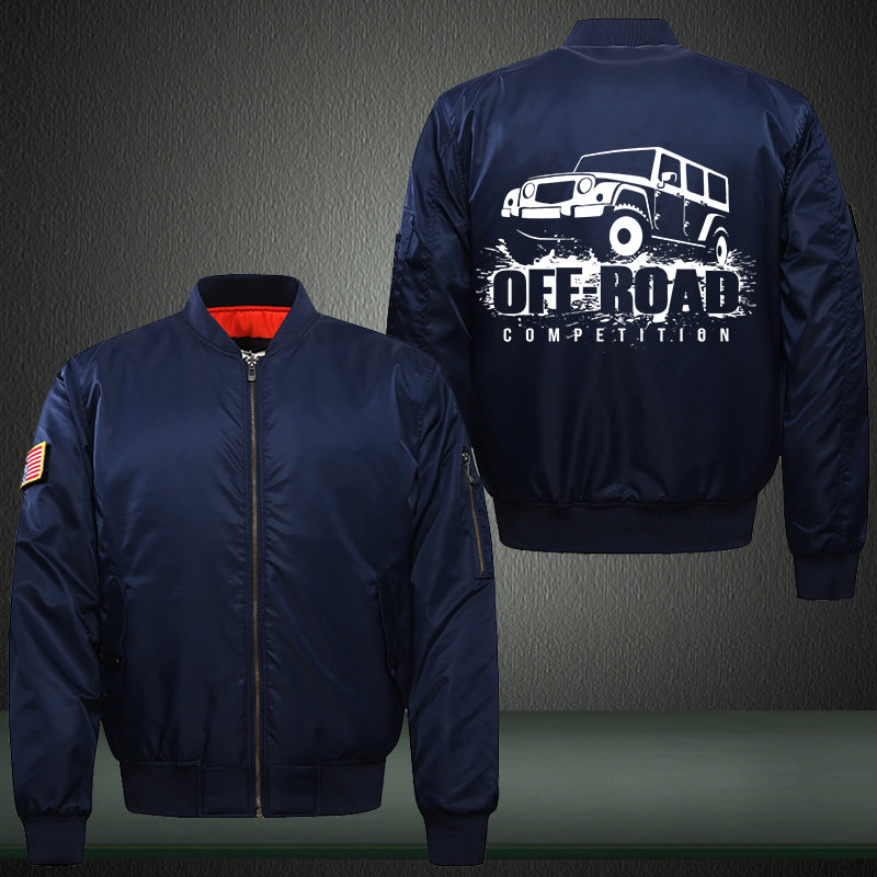 Off-Road Competition Print Thicken Long Sleeve Bomber Jacket