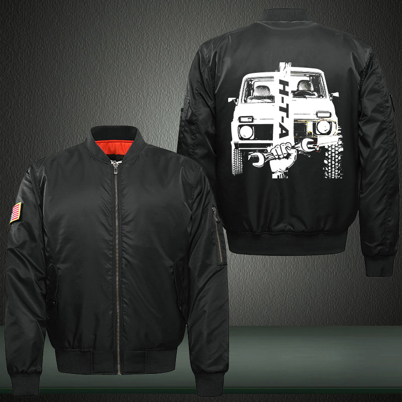 H-T-A Print Thicken Long Sleeve Bomber Jacket