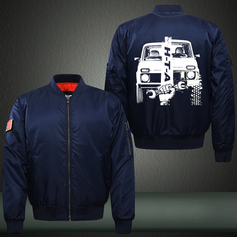 H-T-A Print Thicken Long Sleeve Bomber Jacket