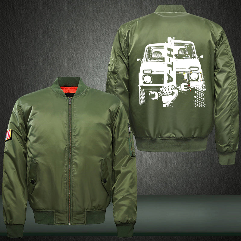 H-T-A Print Thicken Long Sleeve Bomber Jacket