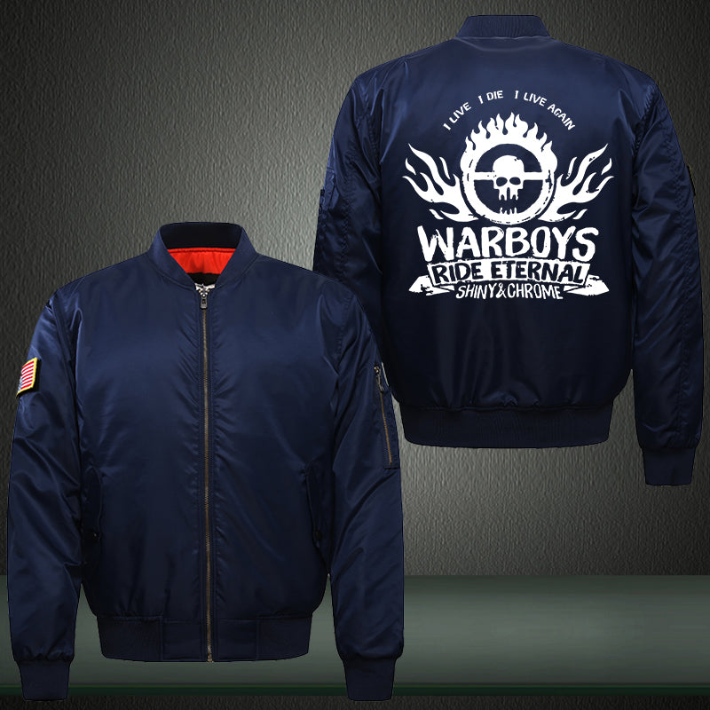 Warboys Ride Eternal Print Thicken Long Sleeve Bomber Jacket