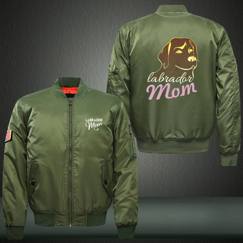 Cute LABRADOR mom Print Thicken Long Sleeve Bomber Jacket