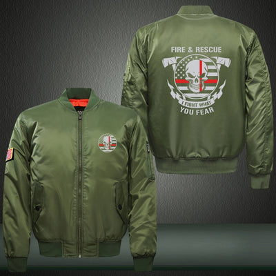 I FIGHT WHAT YOU FEAR Print Thicken Long Sleeve Bomber Jacket