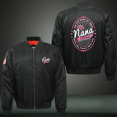 It's Nana thing Print Thicken Long Sleeve Bomber Jacket