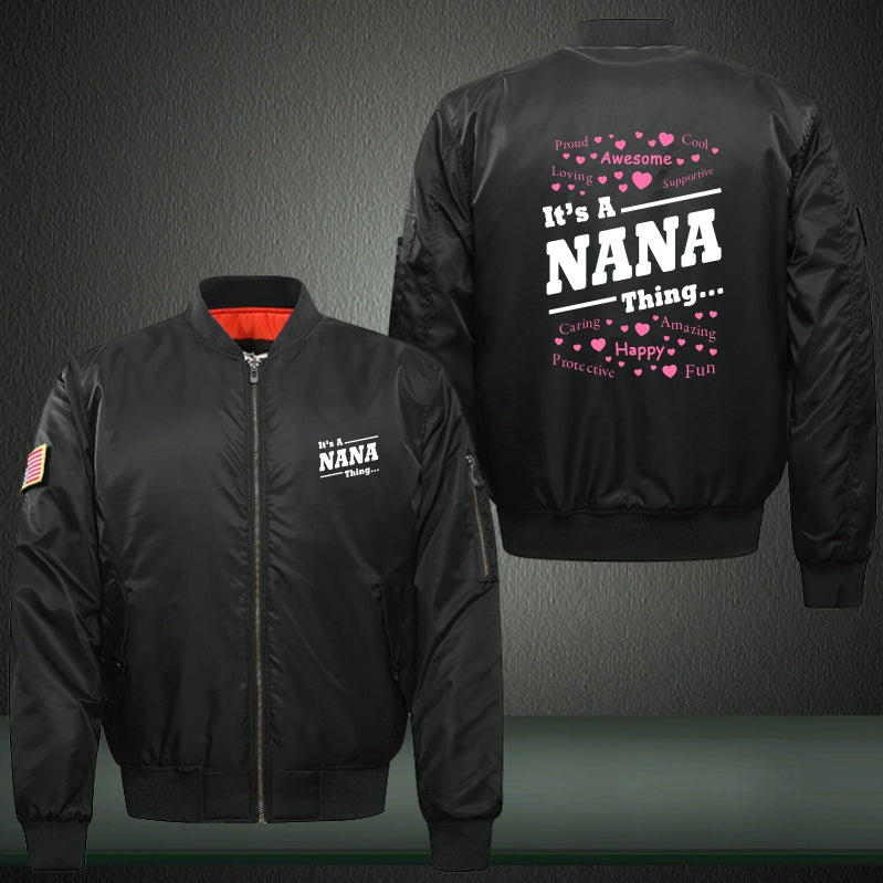 It's NANA Thing Print Long Sleeve Bomber Jacket