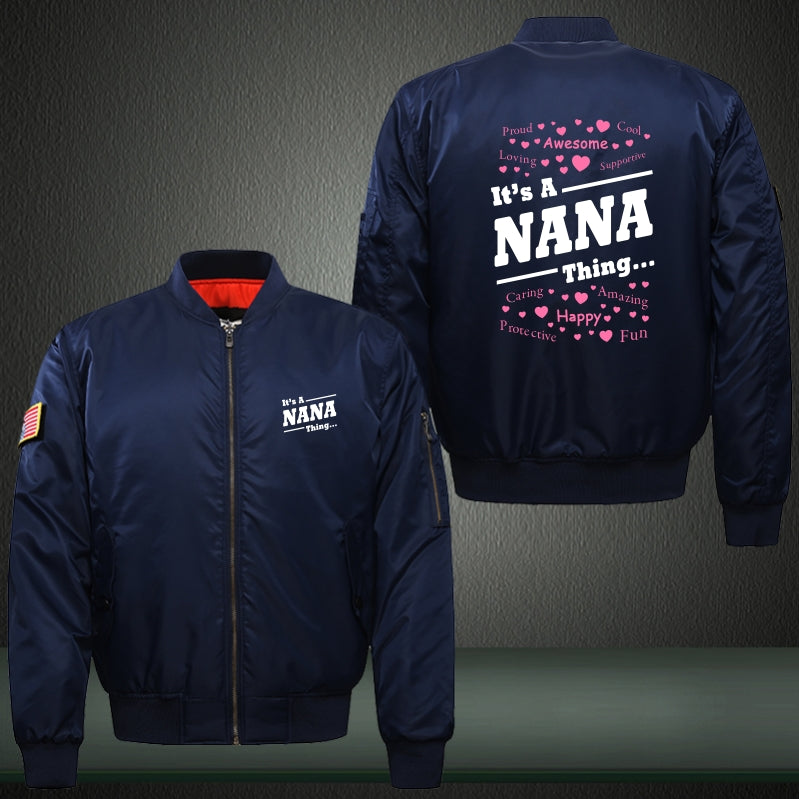It's NANA Thing Print Long Sleeve Bomber Jacket
